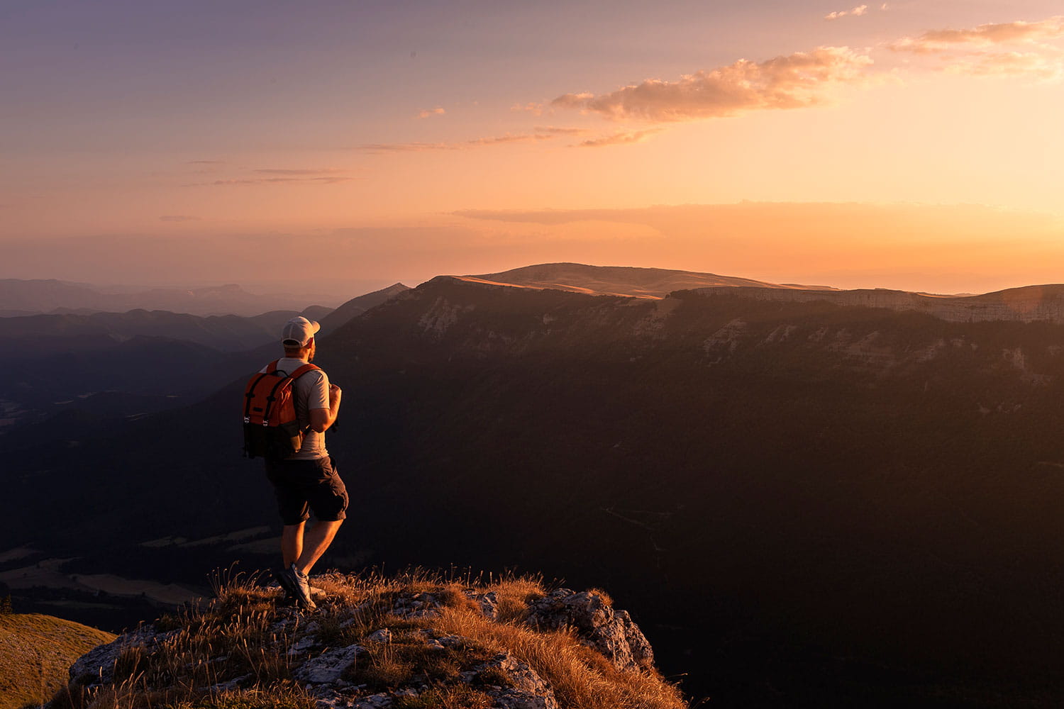 Randonnée dans le Vercors, coucher de soleil Font d'urle